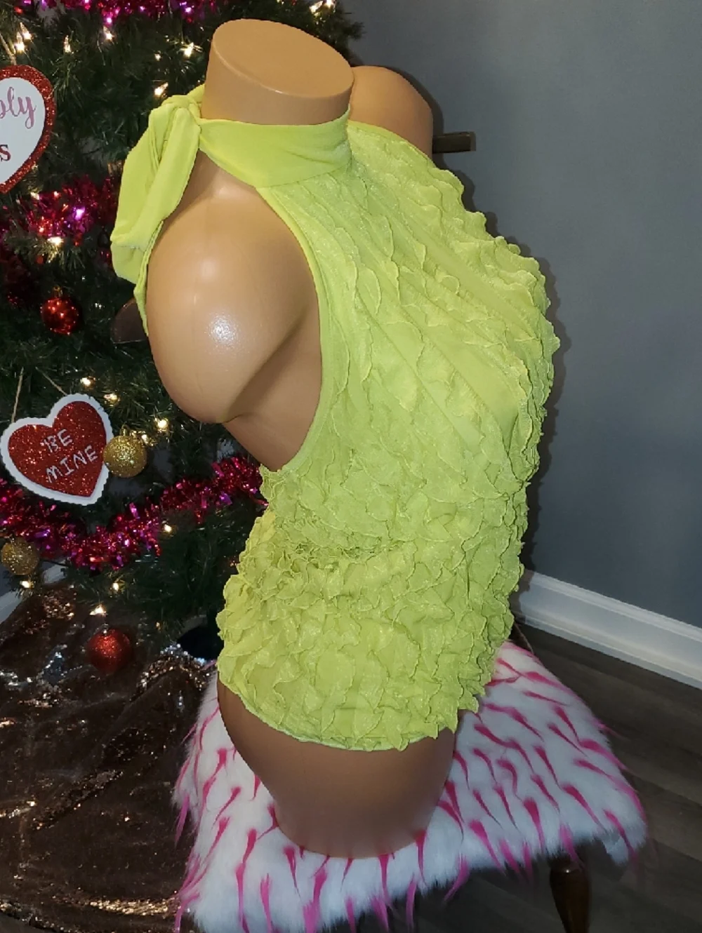 Bwear Neon Yellow Ruffled Halter Tank Top - Picture 4 of 7
